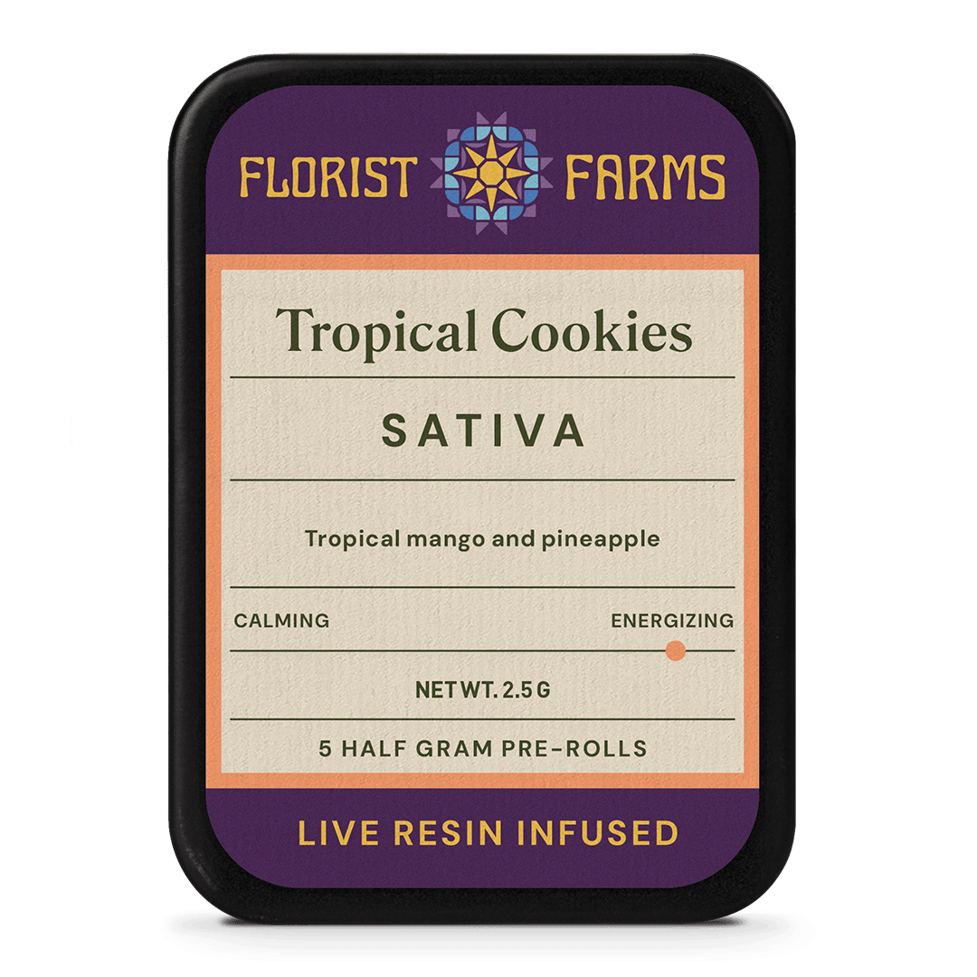 Florist Farms | Pre-Roll | Live Resin Infused | Tropical Cookies | 0.5g x 5pk
