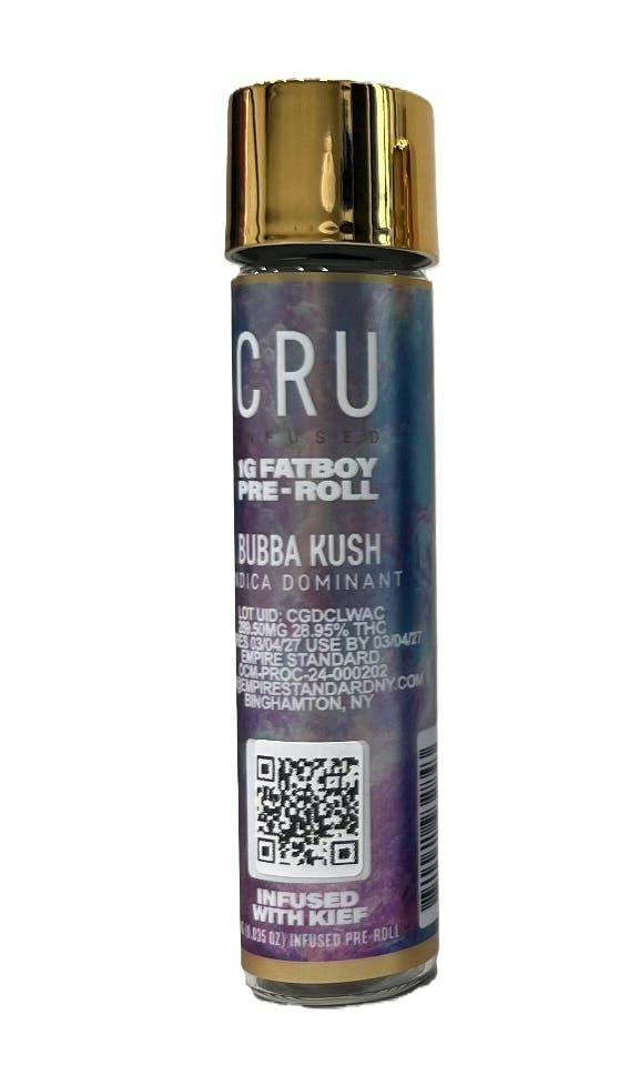 CRU | Pre roll Infused with Kief | Fat Boy | Bubba Kush | 1g