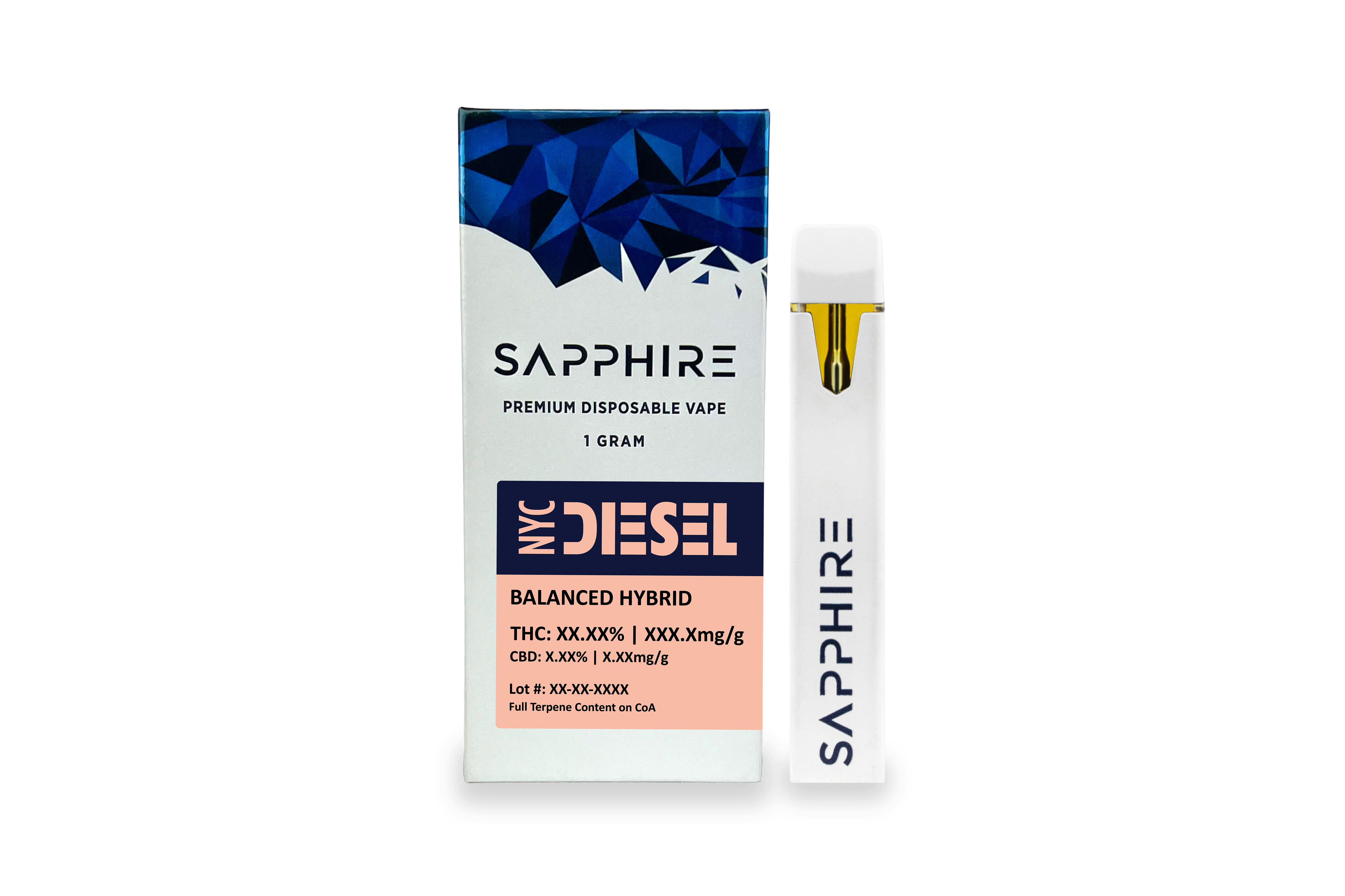 Sapphire | Vape | AIO | NYC Diesel | (90%) 1g at Top Grass Cannabis Dispensary