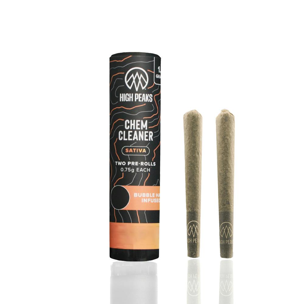 High Peaks | Pre-Roll Infused With Bubble Hash | Chem Cleaner | 2pk | 1.5g