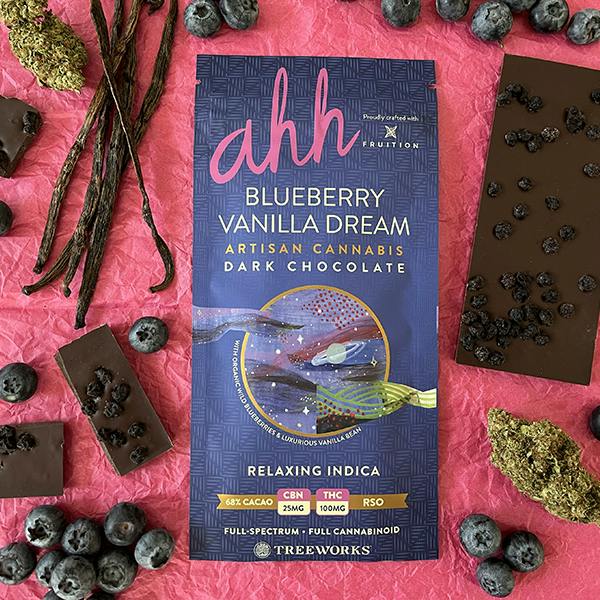 Blueberry Vanilla Dream | 4:1 CBN:THC Dark Chocolate | 100 mg (IH) cannabis product