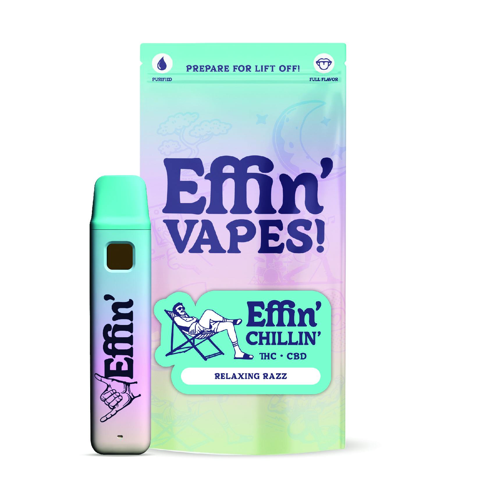 Effin' Chillin | Relaxing Razz | 7:1 THC:CBD Disposable Vape | 1g (H) cannabis product