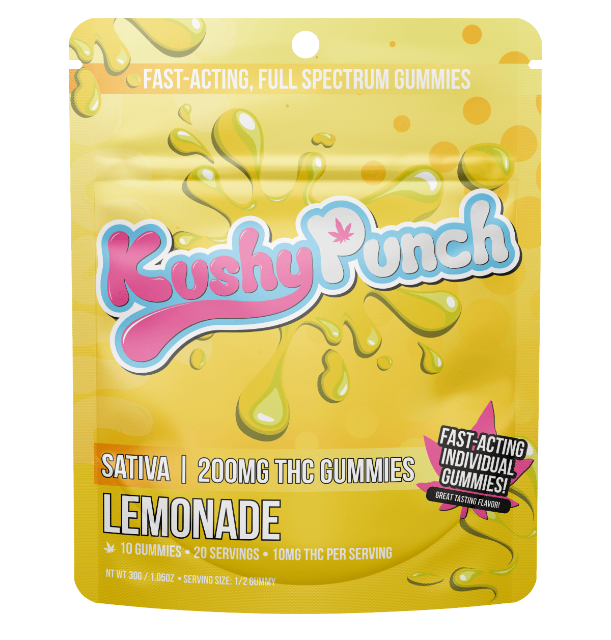 Lemonade Individual Gummies | 200mg | 10ct | 20mg/ea by Kushy Punch