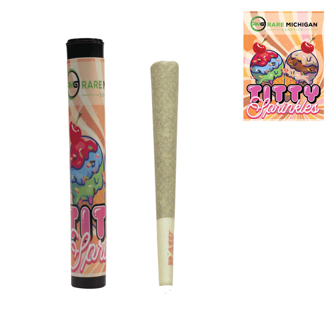 Rare MI Genetics - Titty Sprinkles - 1g Kief Infused Pre-Roll