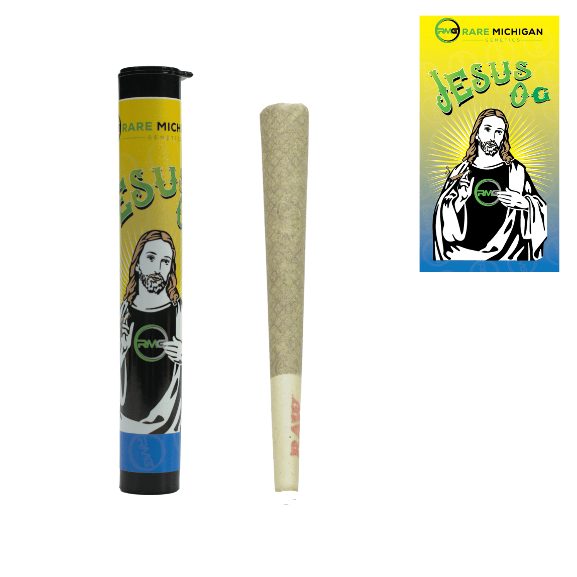 Rare MI Genetics - Jesus OG - 1g Kief Infused Pre-Roll
