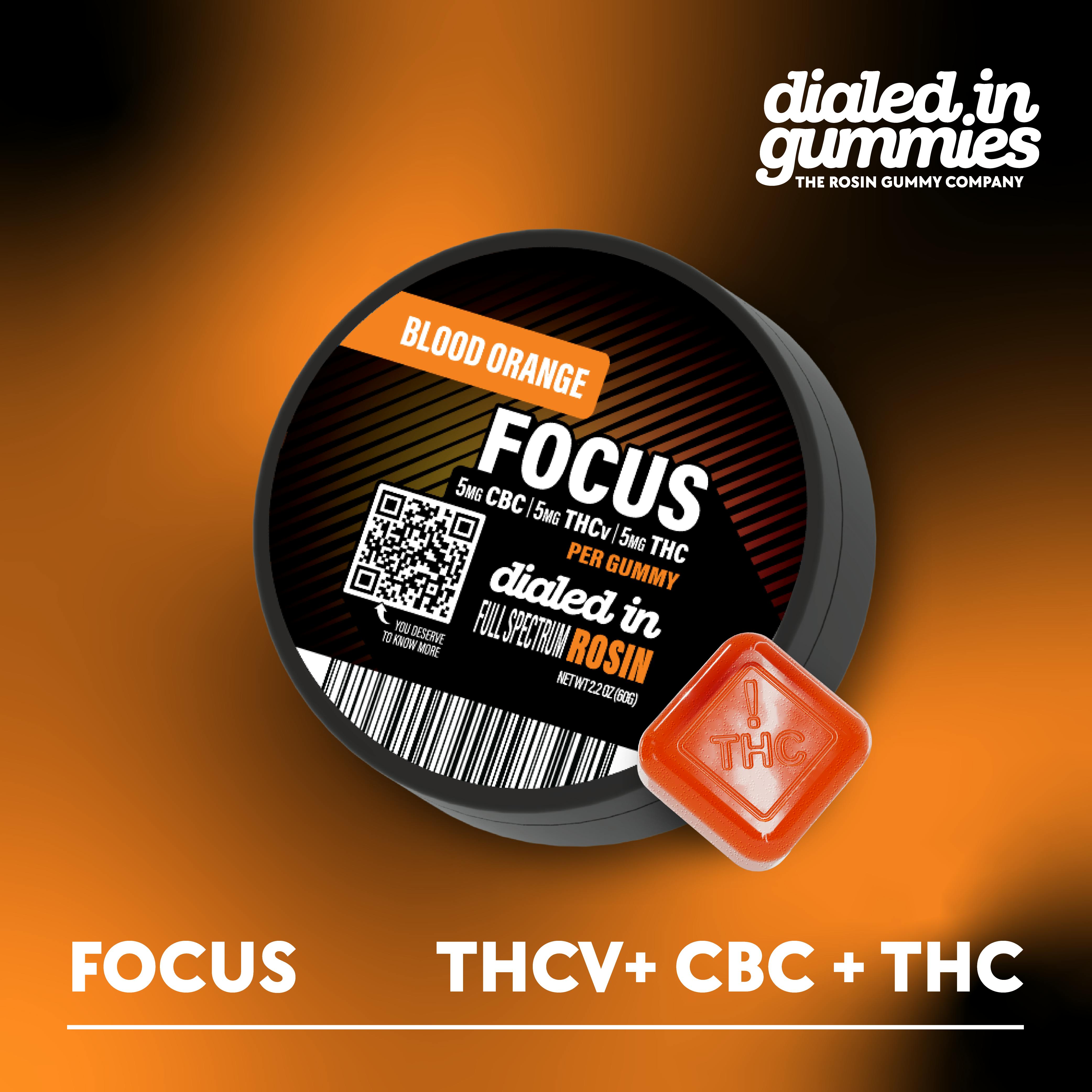 100mg - Blood Orange Focus 1:1:1 - Rosin Gummies (10pk) cannabis product