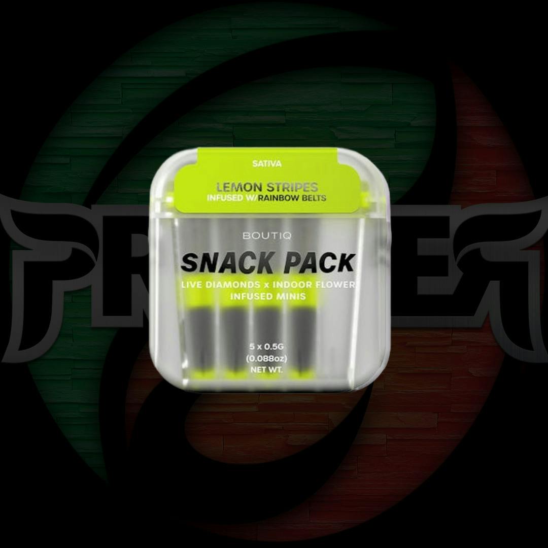 Boutiq Snack Pack Infused Pre Roll 5pk 2.5g Lemon Stripes