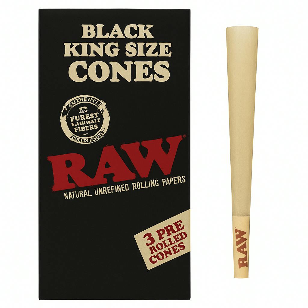 RAW | BLACK | KING SIZE CONES | 3 PK