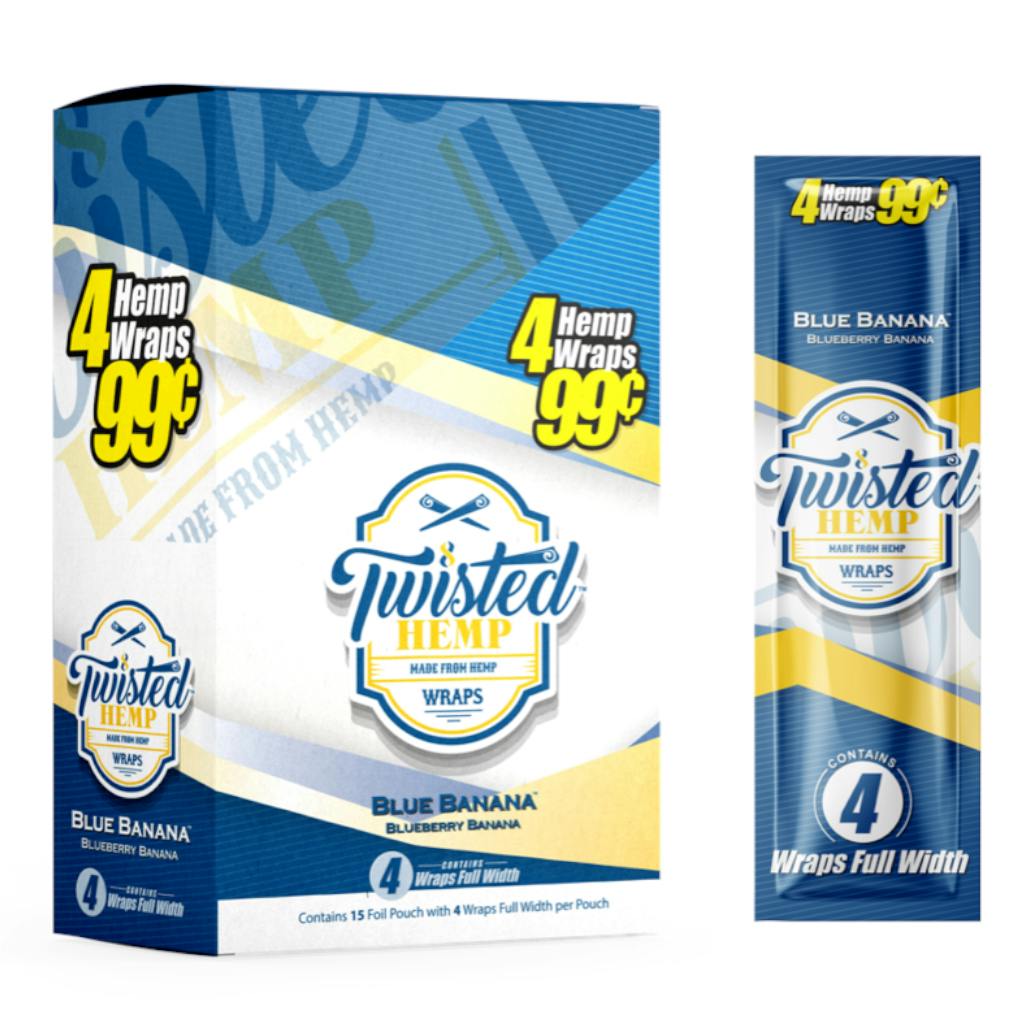 TWISTED HEMP WRAPS | BLUE BANANA | 4/PK at Toke Lane Cannabis Dispensary - Trenton