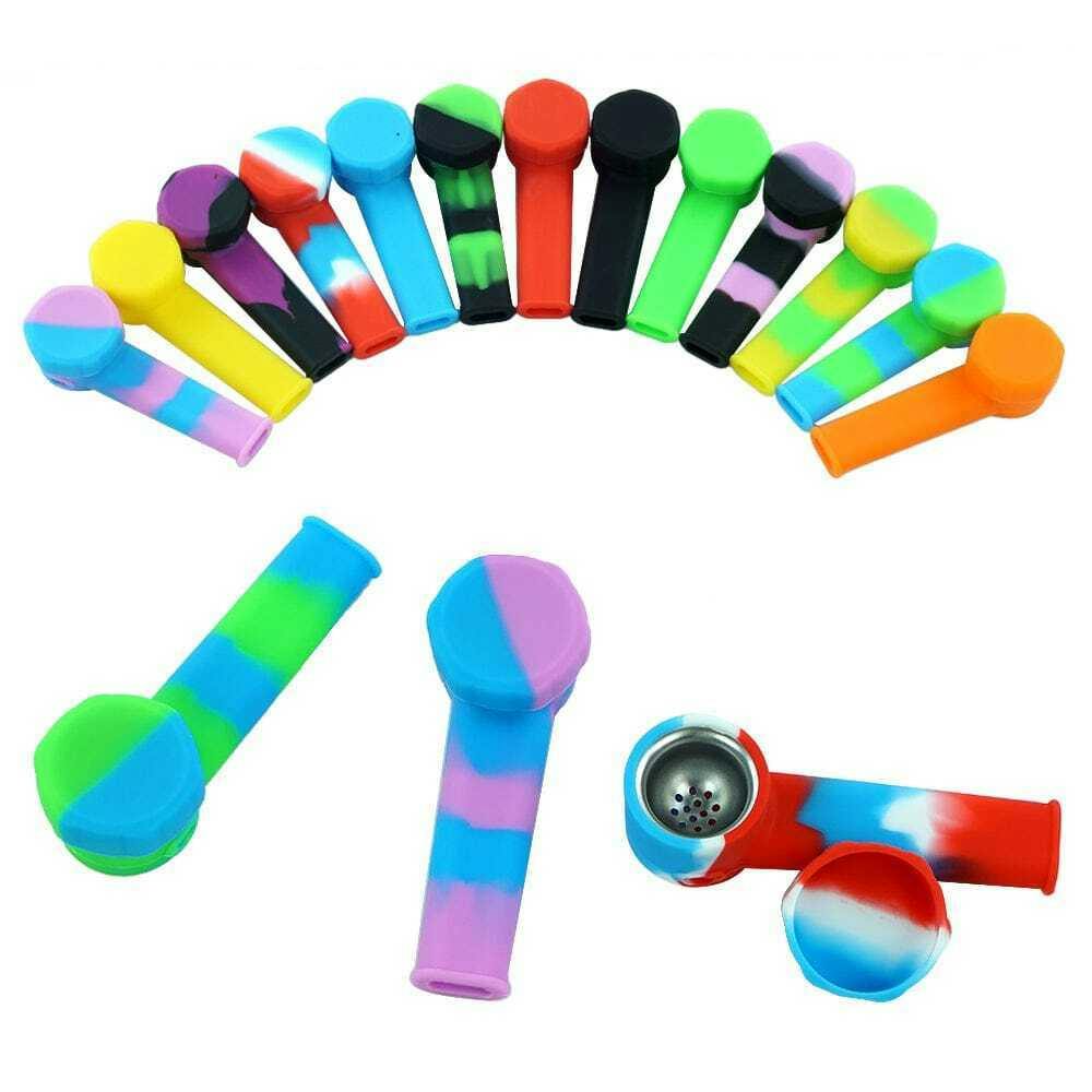 3.5 INCH SILICONE PIPES WITH LIDS assorted colors