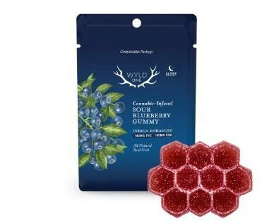 100mg Sour Blueberry 1:1 THC:CBN Gummy (I) at The GOOD Dispensary