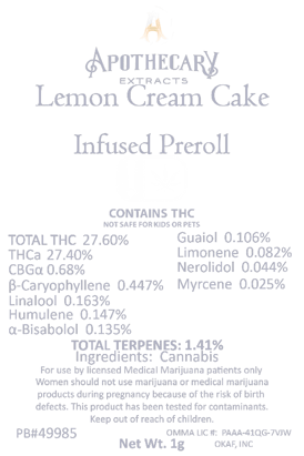 Lemon Cream Cake Infused Joint