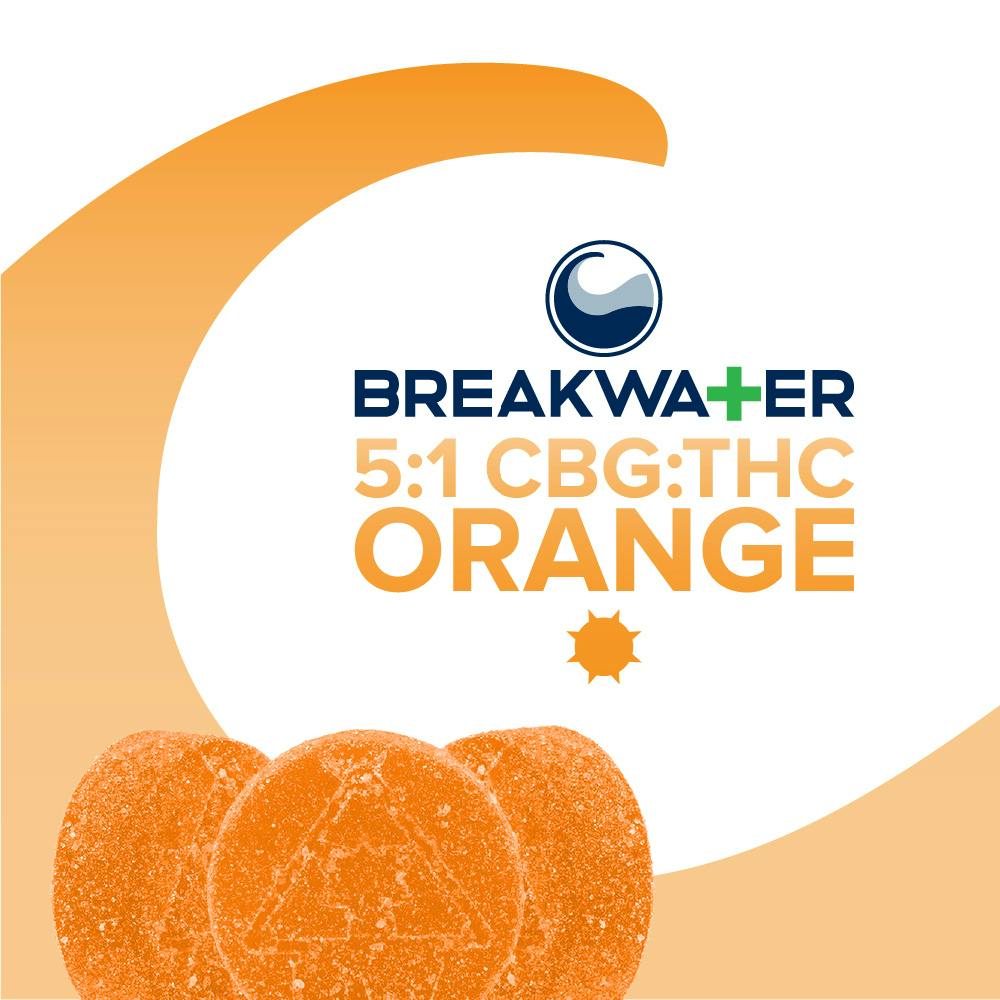 Breakwater 5:1 CBG:THC Orange Gummies 100mg 10pk
