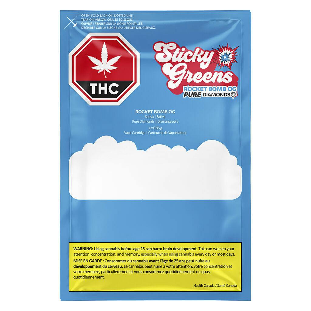 Rocket Bomb OG Pure Diamonds 97+ Vape 510 Thread Cartridge - 0.95g