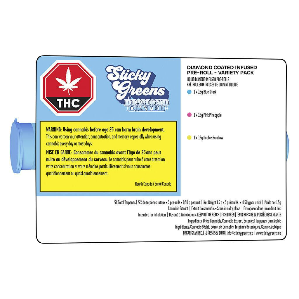 Sticky Greens - Diamond Coated Infused PRJ – Variety Pack - 3x0.5g