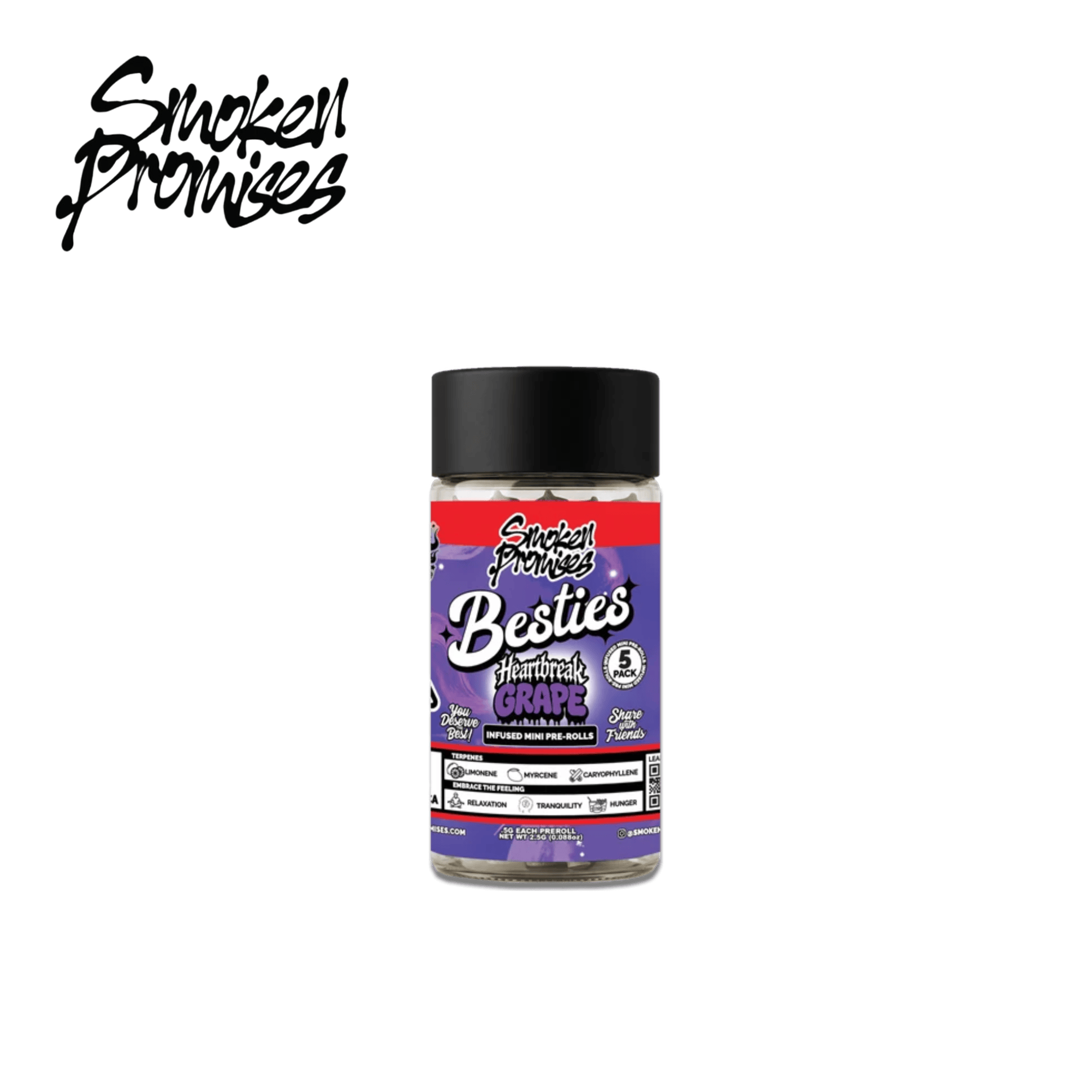 HEARTBREAK GRAPE 2.5G 5 PACK INFUSED PREROLLS