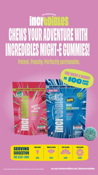 incredibles Sour Blue Razzberry Gummies 100mg