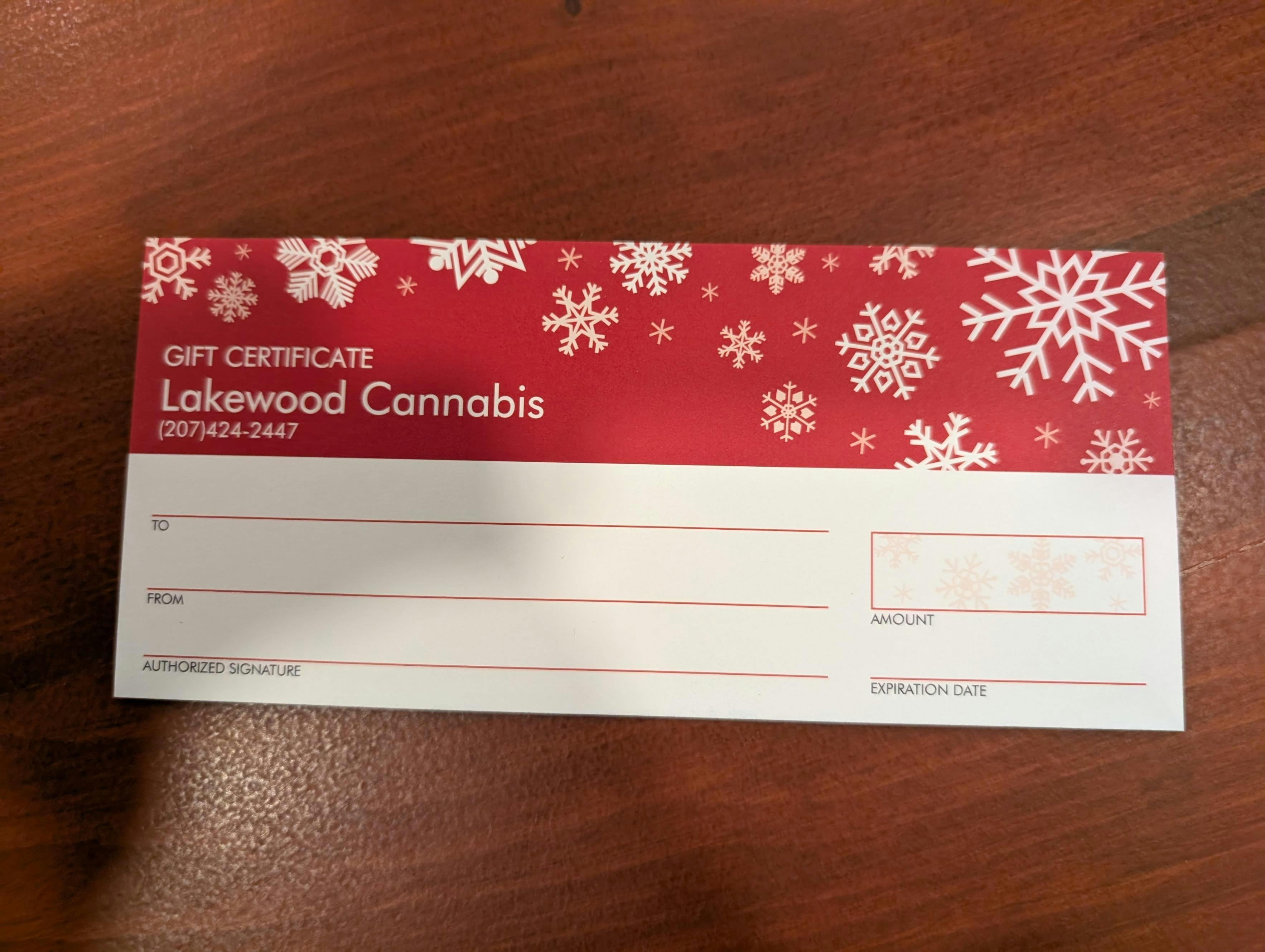 Lakewood Gift Certificate-$25 at Lakewood Cannabis