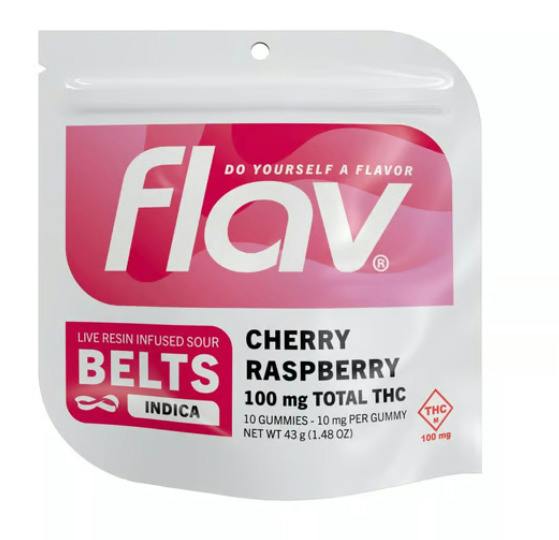 Flav: Candy | Live Resin Sour Belts | Cherry Raspberry | 100mg | 10pk