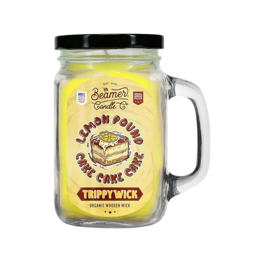 Beamer Candles - Trippy Wick Collection w/ Organic Wooden Wick - 12oz - Lemon Pound Cake