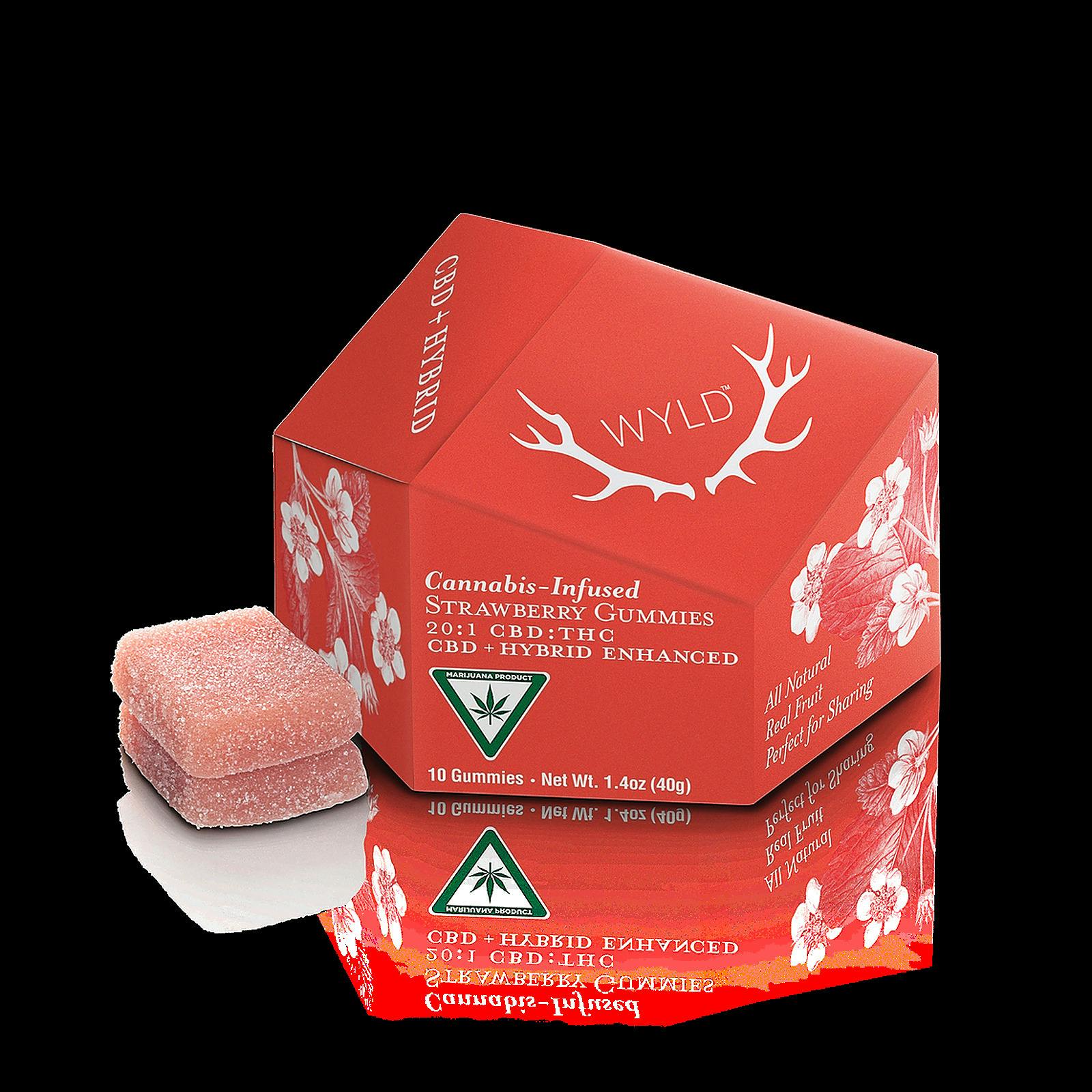 WYLD | Strawberry | Infused Gummies | CBD 200mg : THC 10mg | Sativa