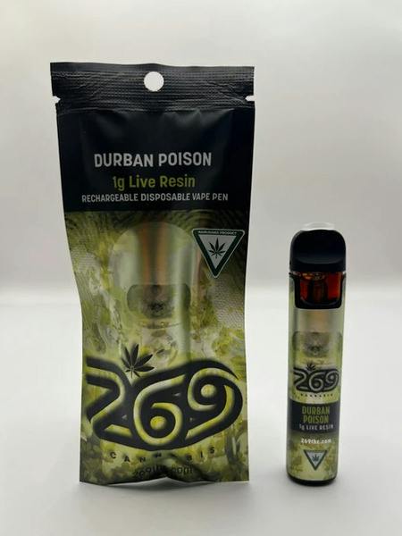 269 Cannabis | Durban Poison | Disposable Vape Live Resin 1g | Sativa