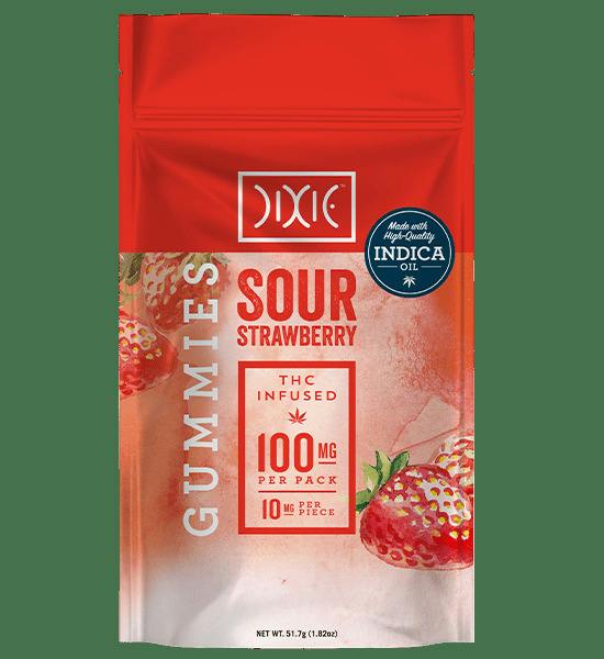 Dixie | Sour Strawberry | Infused Edible Gummies | 200mg | Indica
