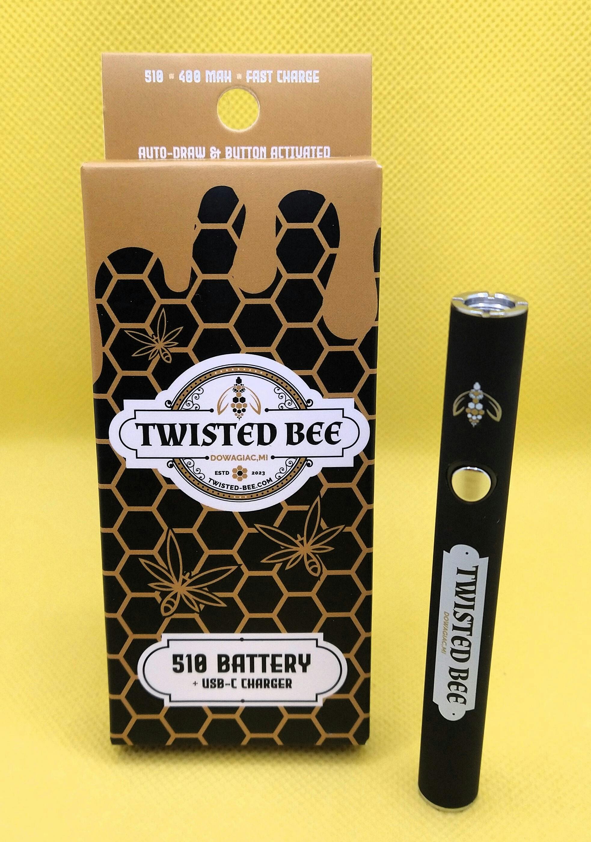 Twisted Bee 510 Battery | Honeycomb Packaging | Black Battery