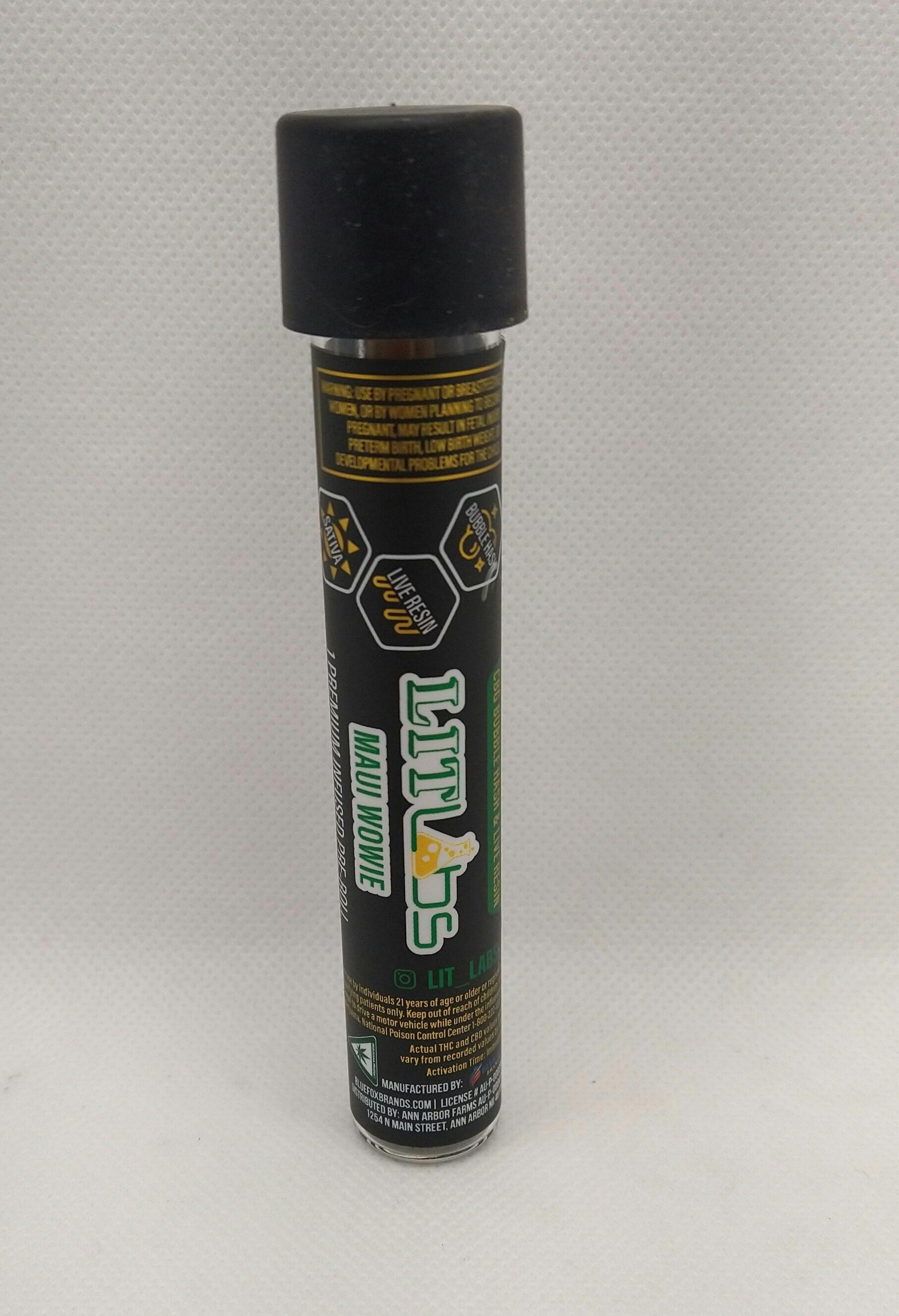 Lit Labs | Maui Wowie | Live Risen & CBG Bubble Hash Infused Pre-roll | 1.2g | Sativa