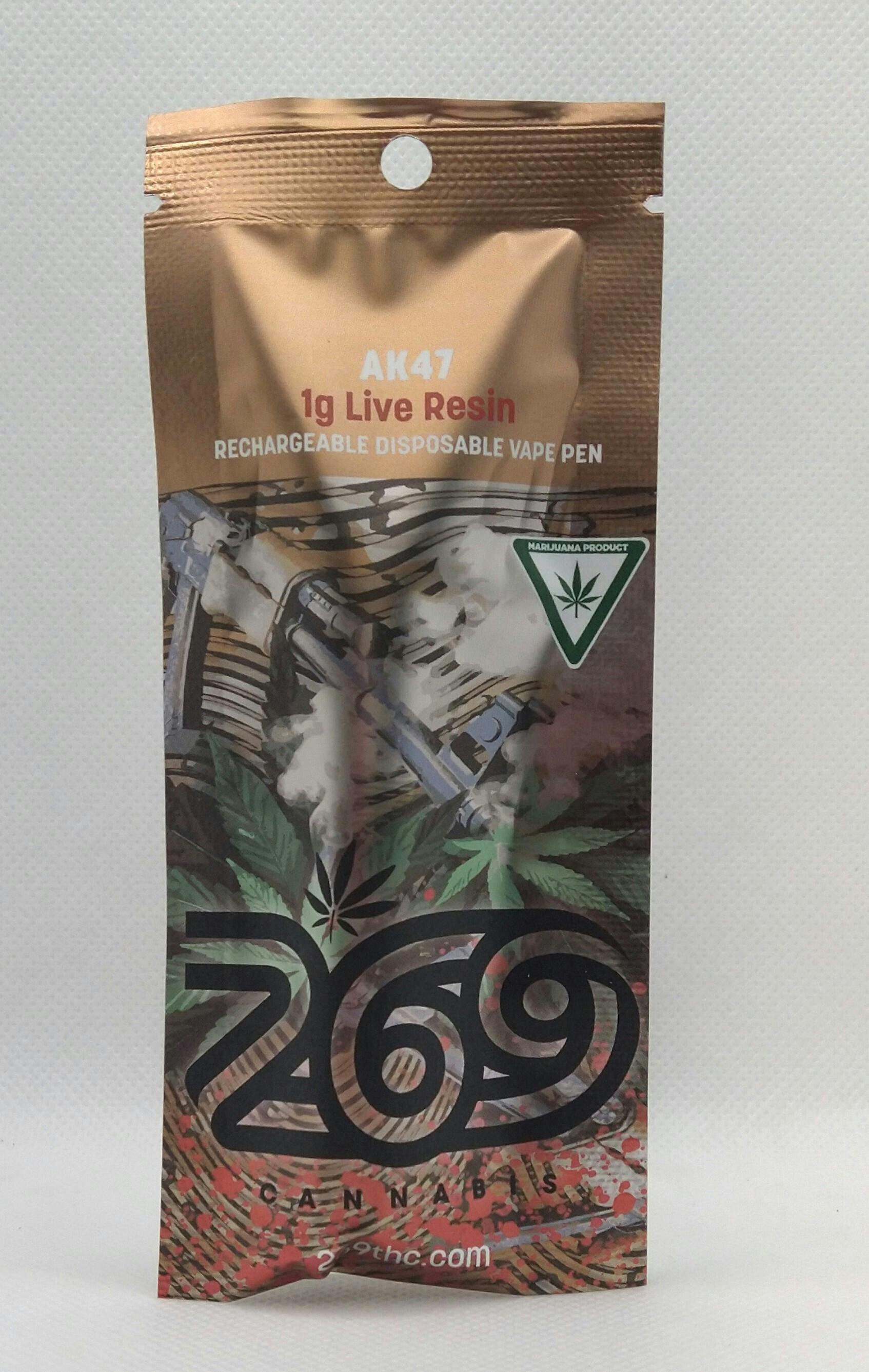 269 Cannabis | AK-47 | Disposable Vape Live Resin 1g | Sativa