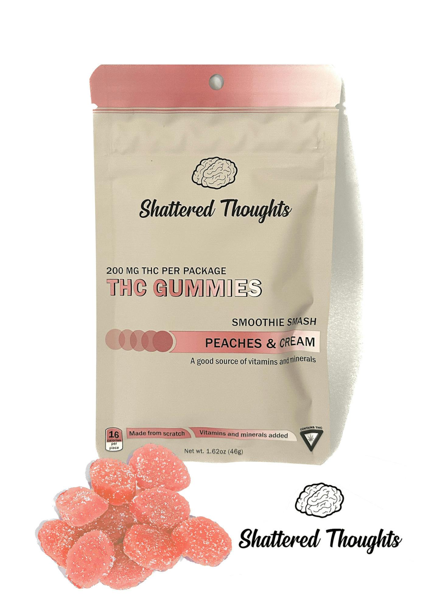 Shattered Thoughts | Peaches & Cream | Infused Gummies | 200mg | Hybrid