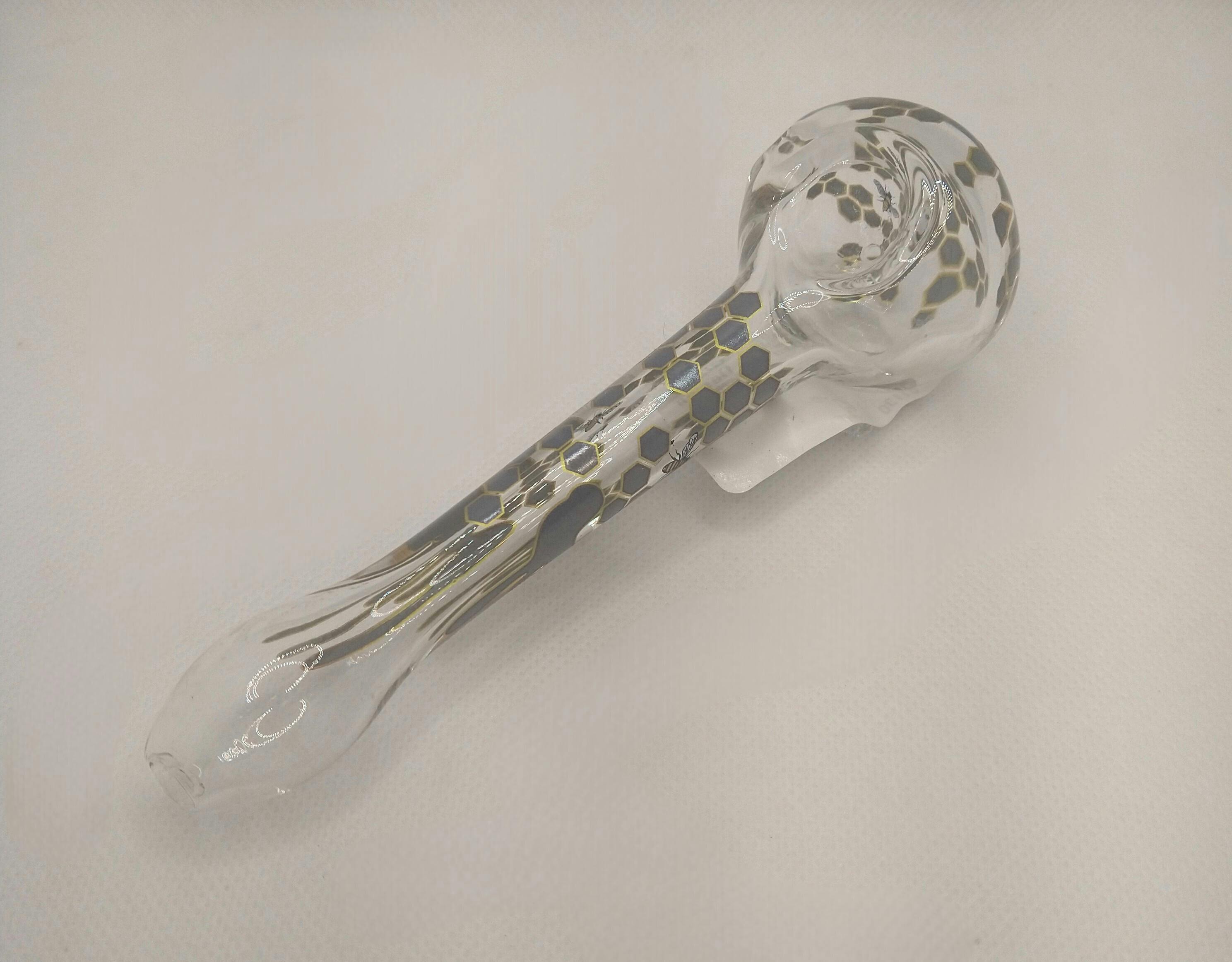 Spoon Pipe | Glass | Honeycomb Design | Assorted Colors