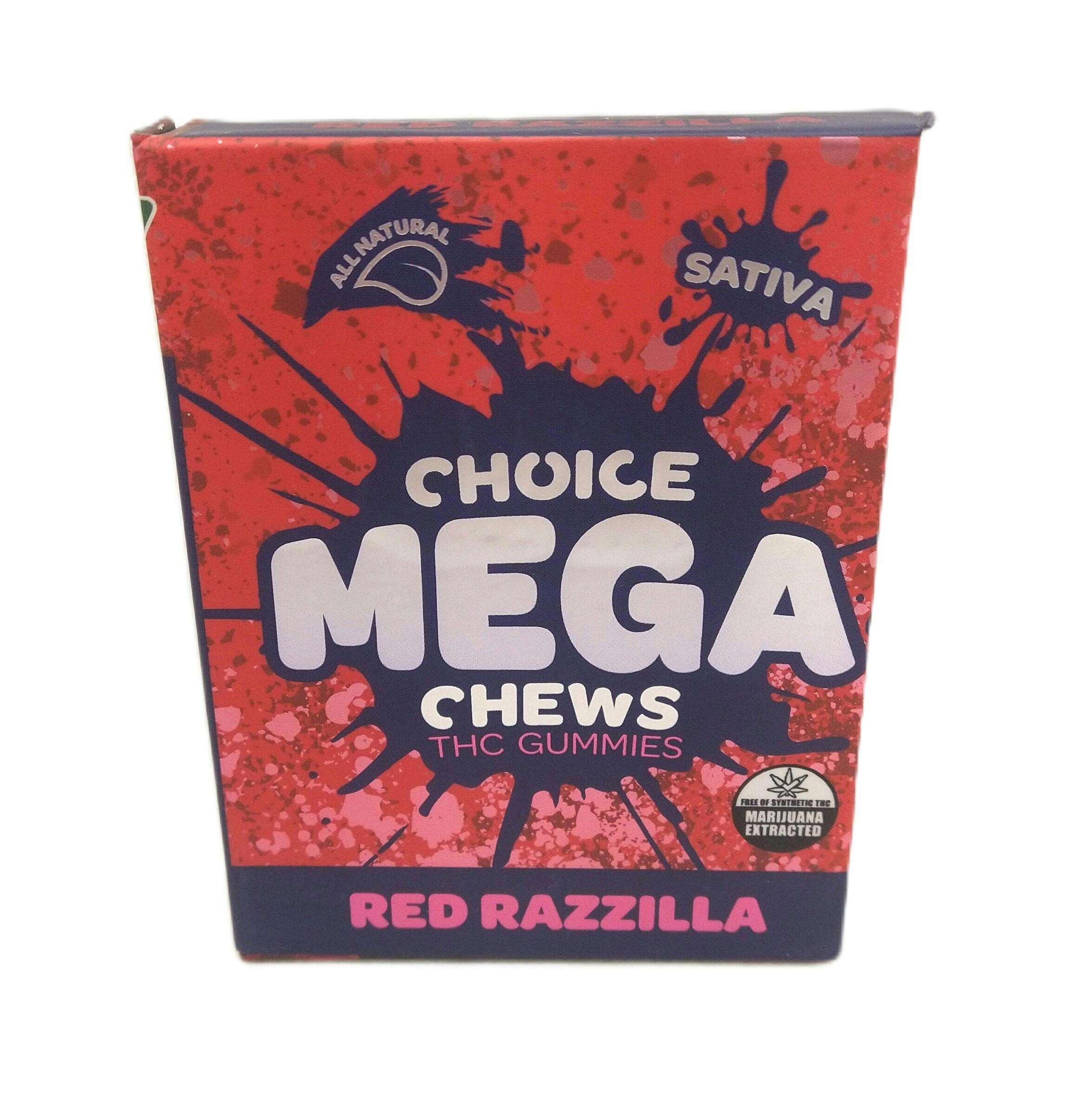 Choice | Red Razzilla | Mega Chew Infused Gummy | 200mg (2pk) | Sativa