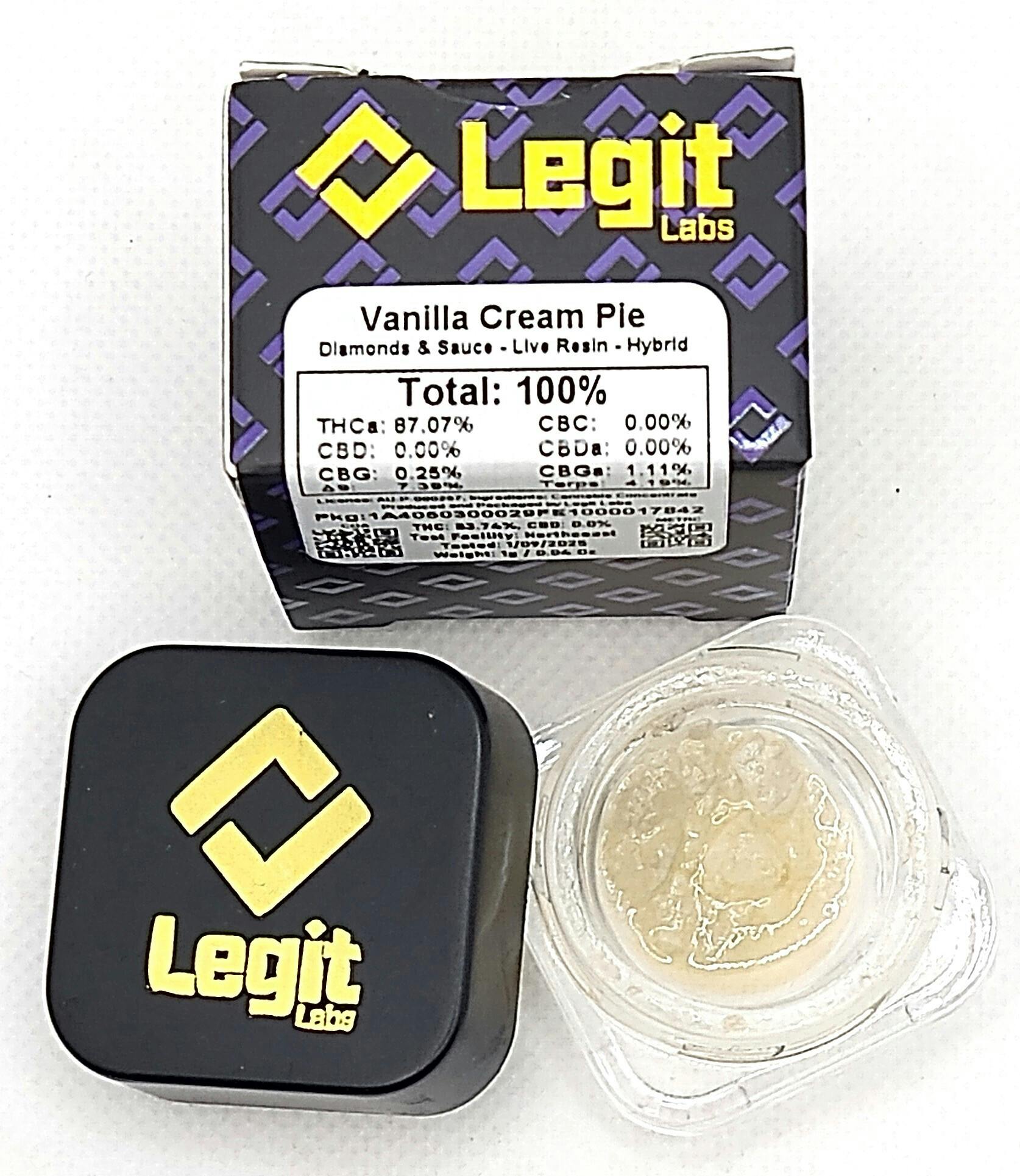 Legit Labs | Vanilla Cream Pie | Diamonds & Sauce Concentrate | 1g | Indica