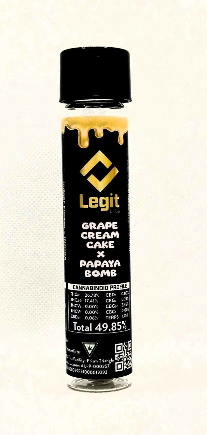 Legit Labs | Grape Cream Cake x Papaya Bomb | Live Resin Infused Pre-roll | 1.3g | Hybrid