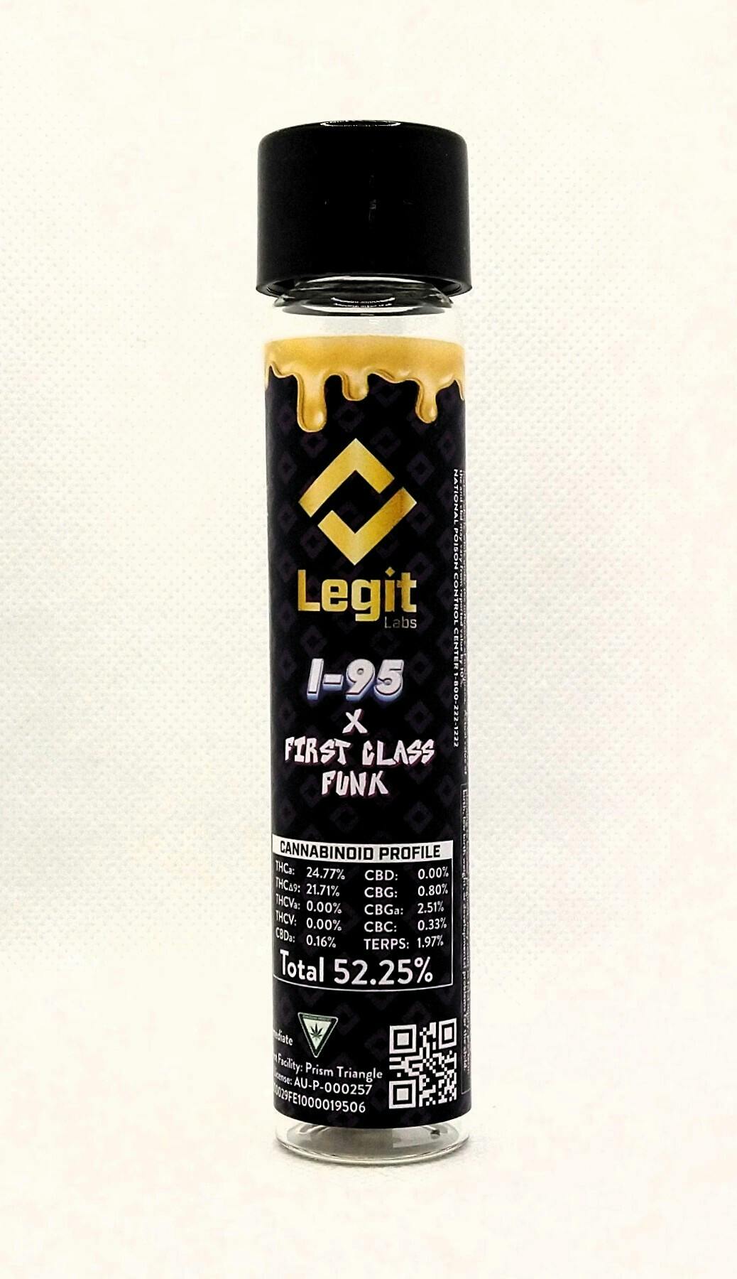Legit Labs | I-95 x First Class Funk | Live Resin Infused Pre-roll | 1.2g | Hybrid