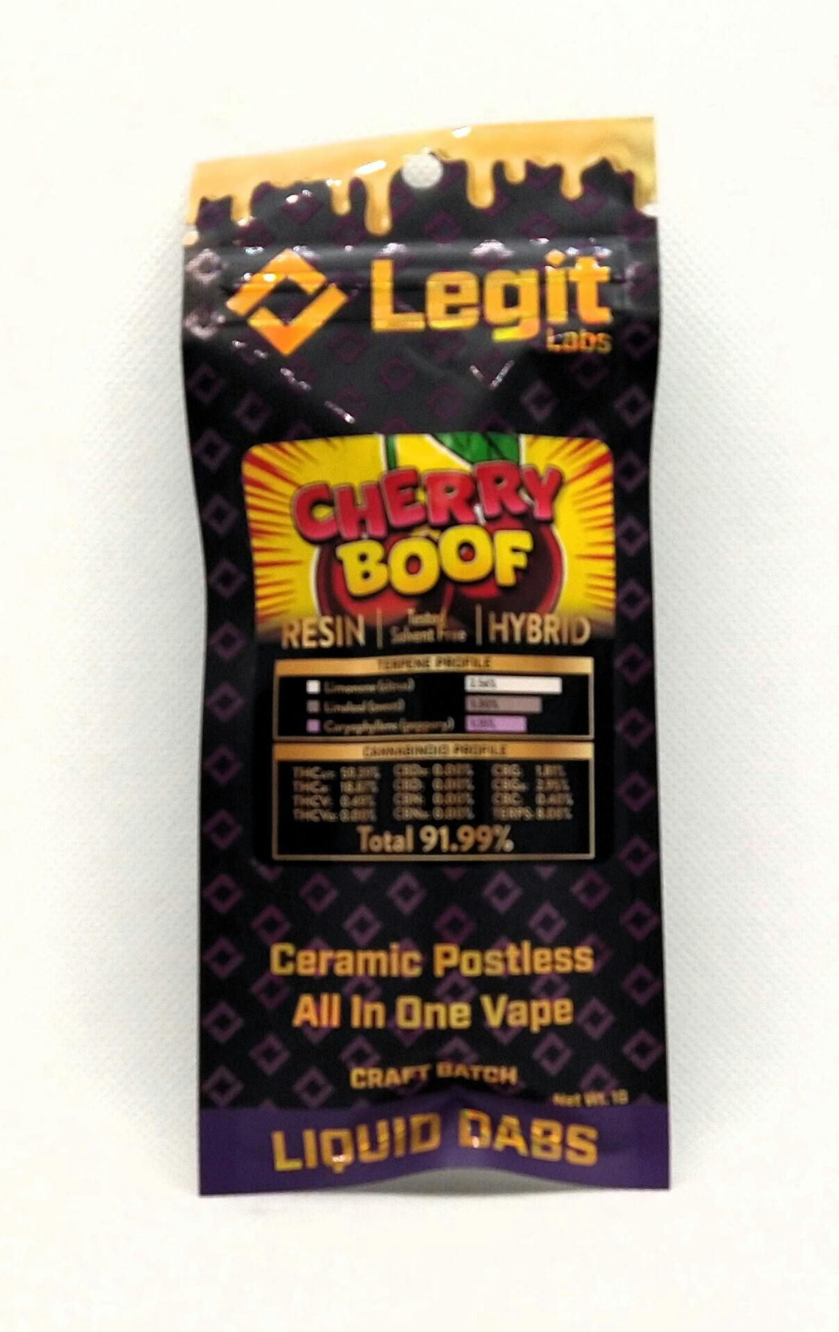Legit Labs | CherryBoof | Cured Resin Disposable Vape | 1g | Hybrid