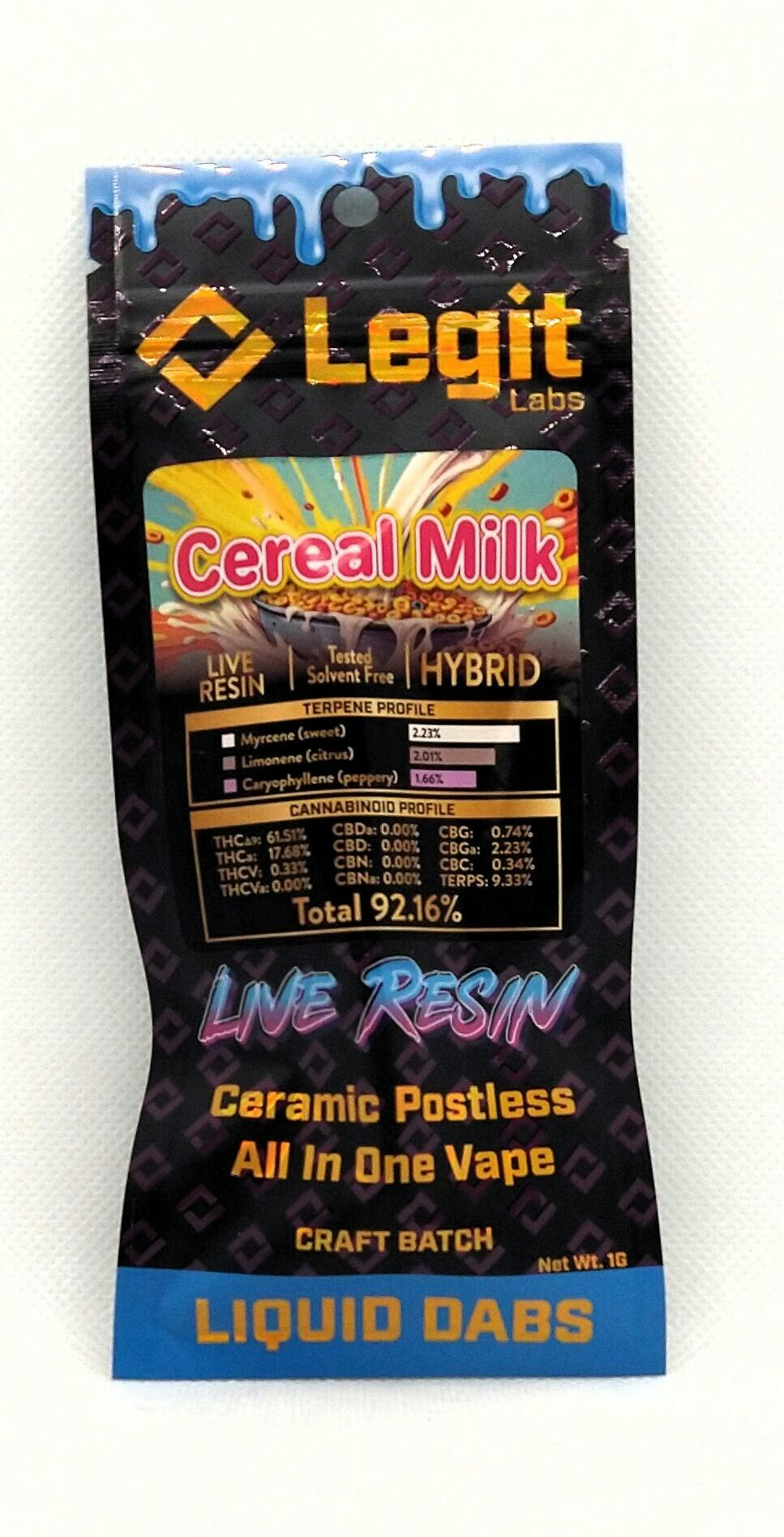 Legit Labs | Cereal Milk | Live Resin Disposable Vape | Hybrid