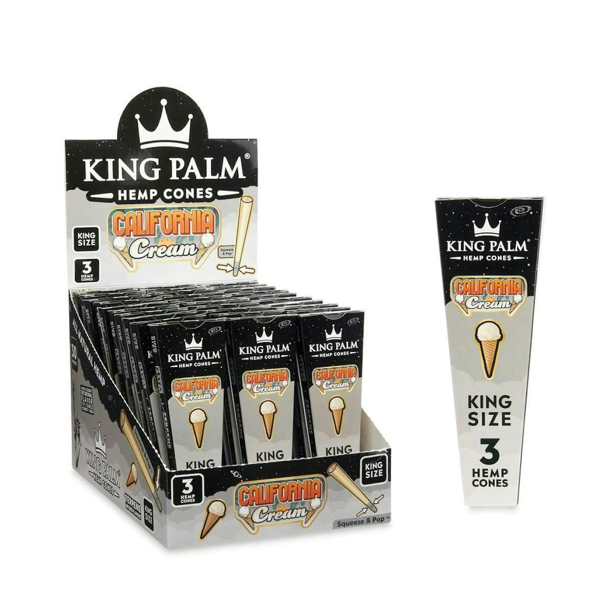 King Palm | California Cream | King Size Cone | 3pack