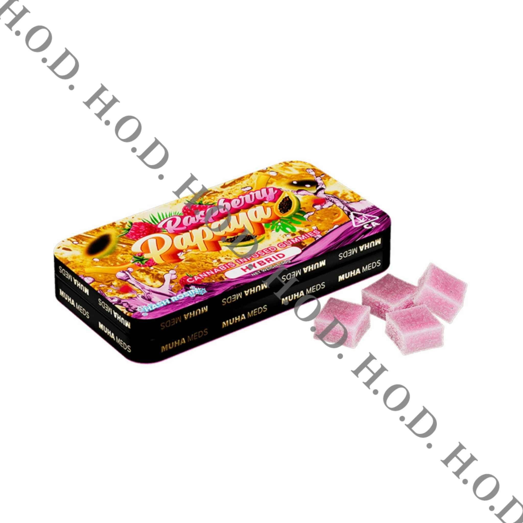 Muha Meds Mambas Raspberry Papaya Hash Rosin Gummies