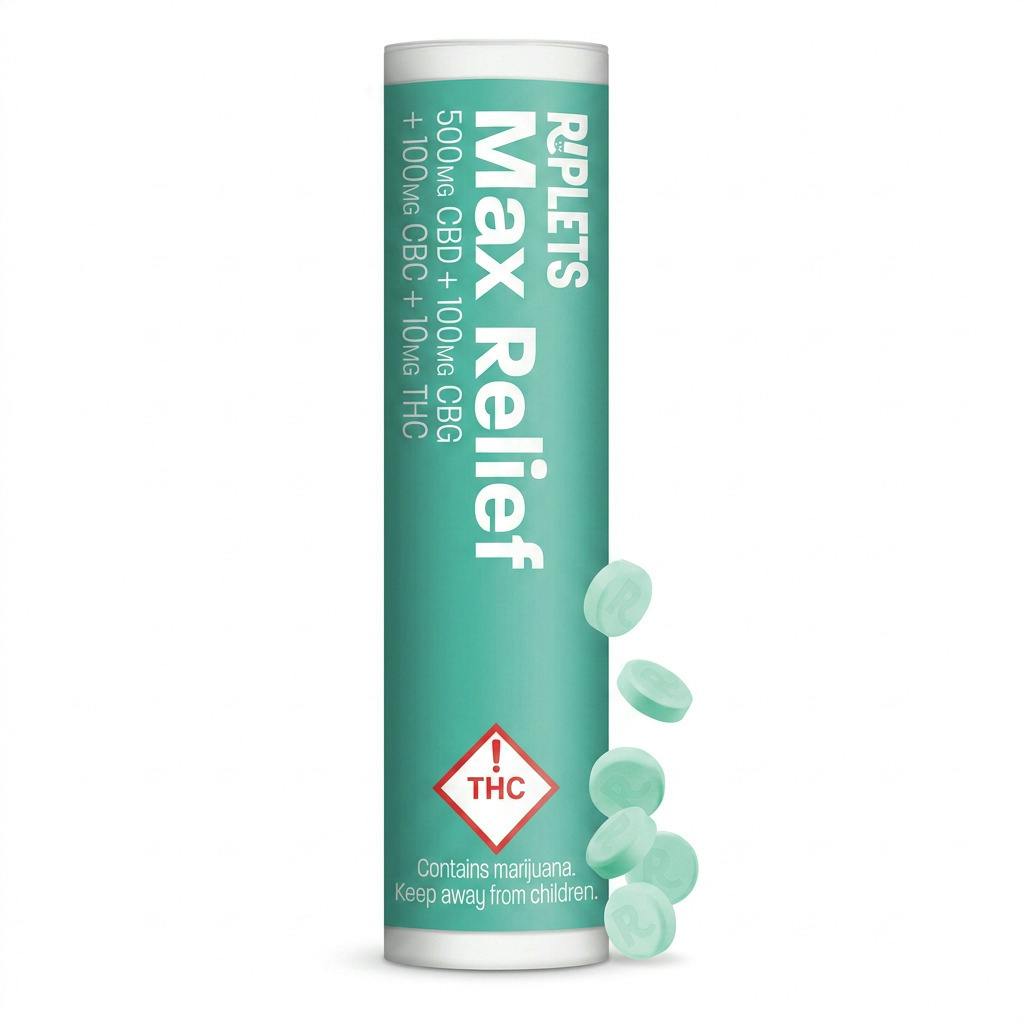 Max Relief (+CBD, CBG, CBC)-(H)-Riplets 20pk-10mg-Ripple cannabis product