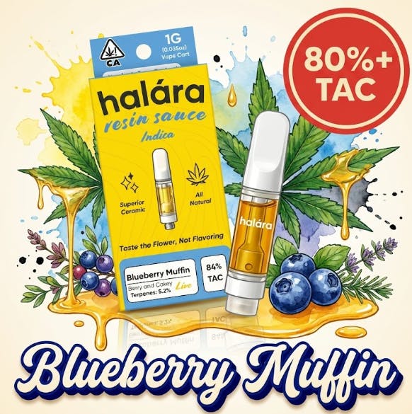 HALARA BLUEBERRY MUFFIN 1G LIVE RESIN SAUCE CARTRIDGE