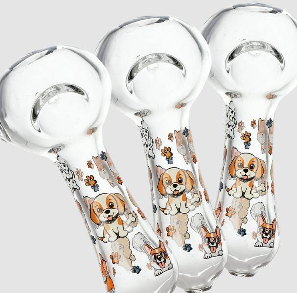 Pulsar Cute Doggies Glass Spoon Pipe | 4.5" - One Size