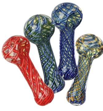 Netted Spirals Glass Spoon Pipe | 3.75"-4" - One Size