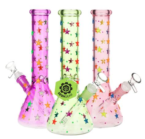 SeshGear Shining Star Beaker Glass Water Pipe | 10" | 14mm F - One Size