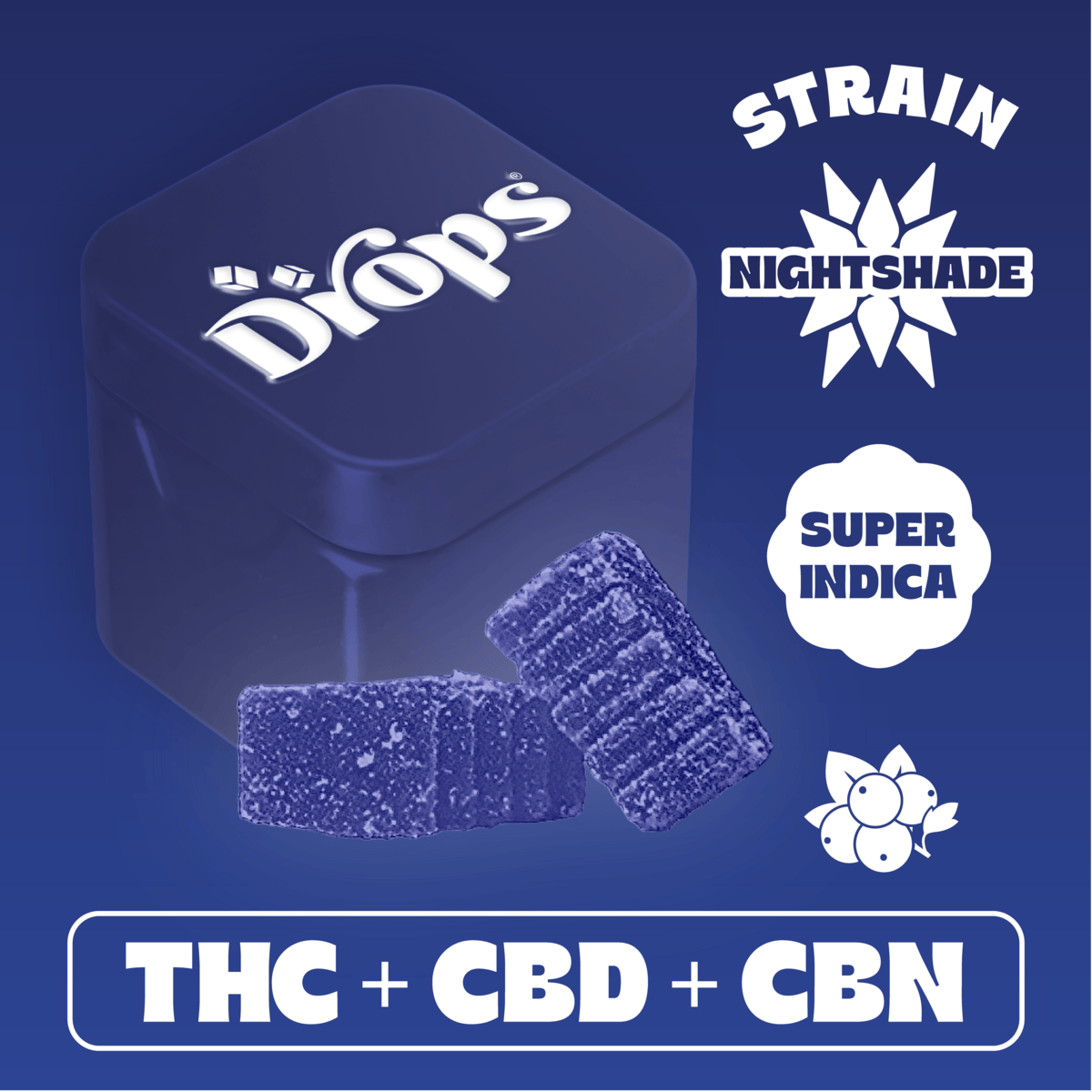 DROPS | Gummy | BLACK CURRANT (Single) | DEEP RELAXATION | 1:1:1 THC:CBD:CBN - 100 mg