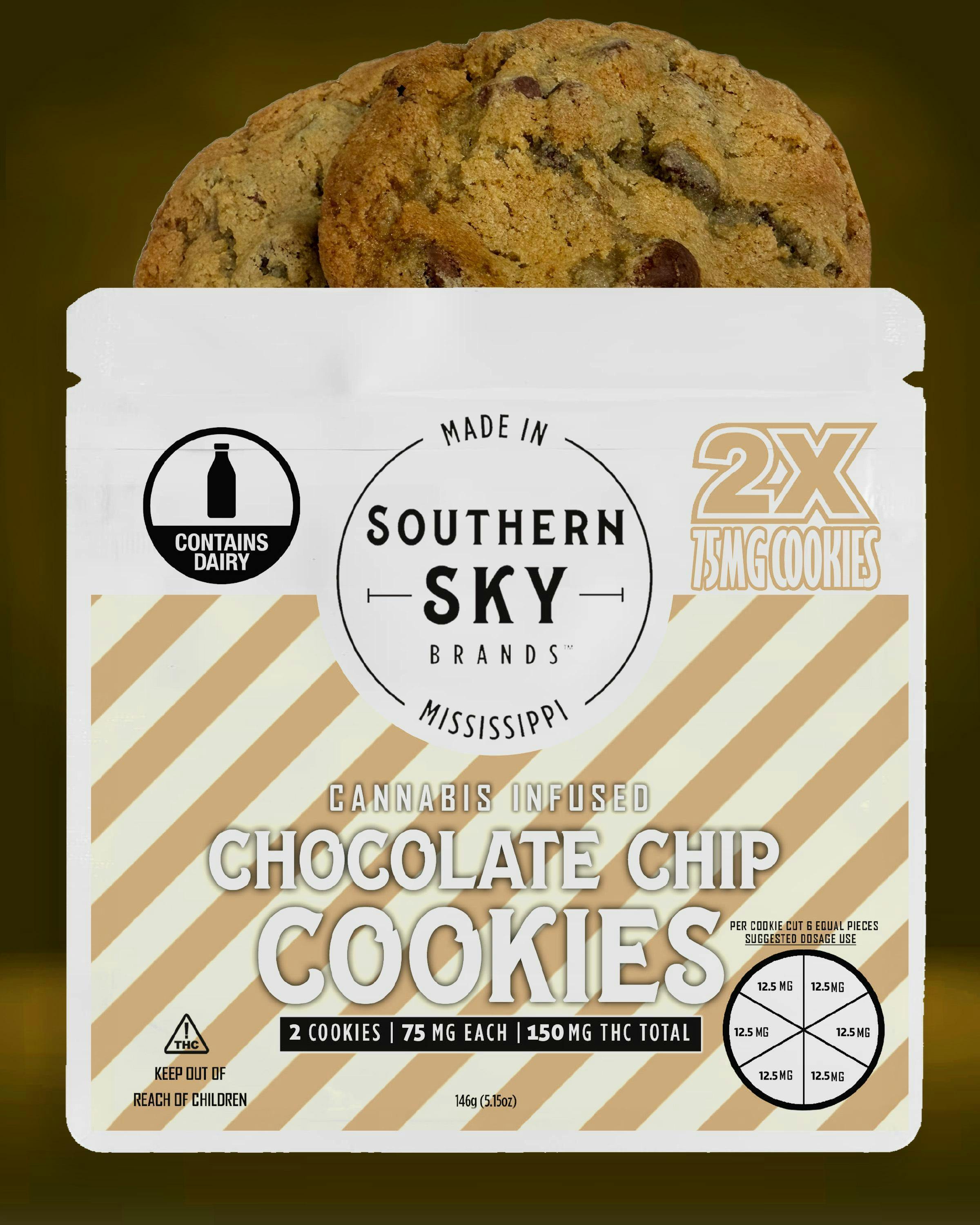 Southern Sky | 150mg | Chocolate Chip Cookies | 2pk at DABBS Cannabis Dispensary