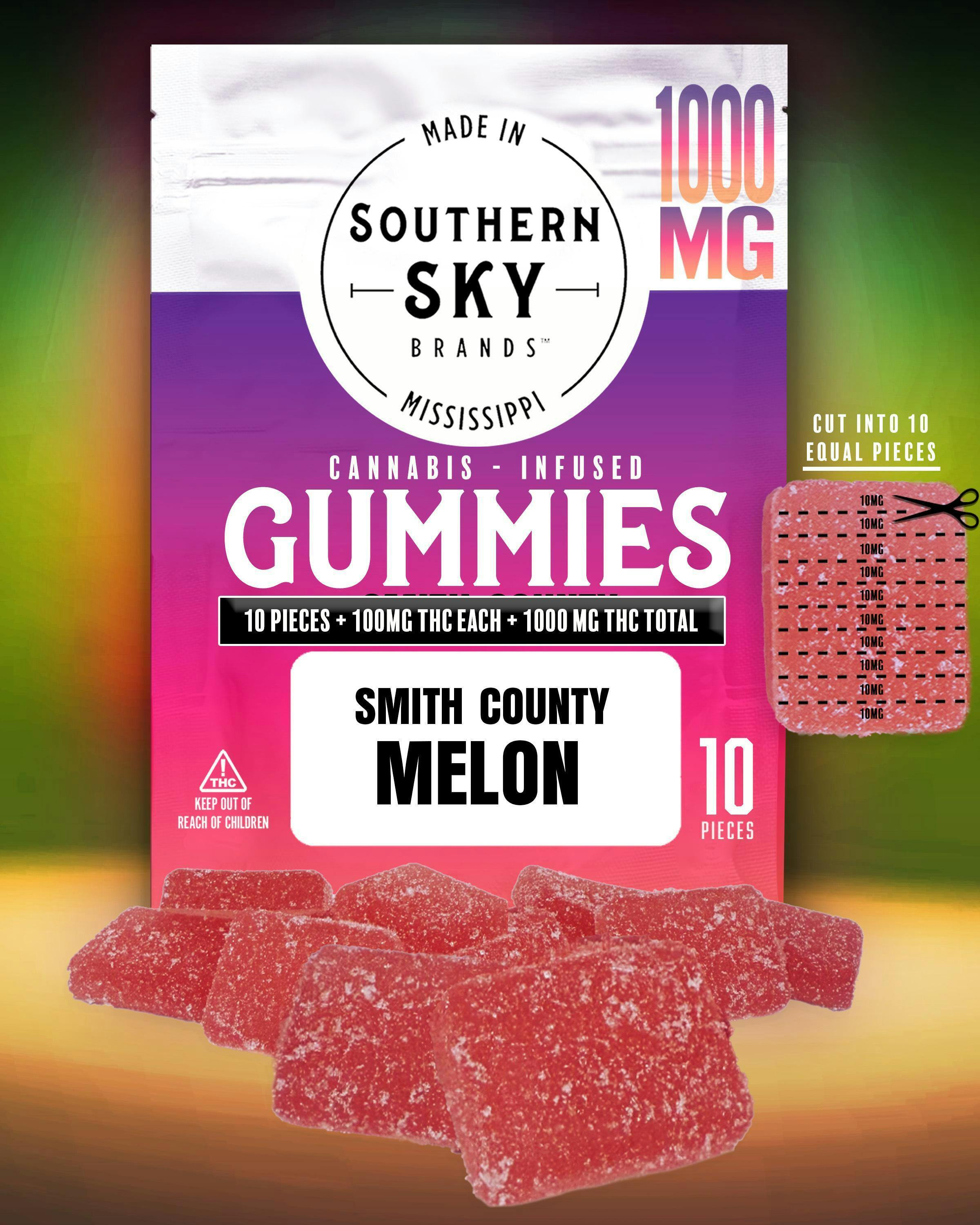 Southern Sky | 1000mg | Smith County Melon | Gummies | 10pk cannabis product