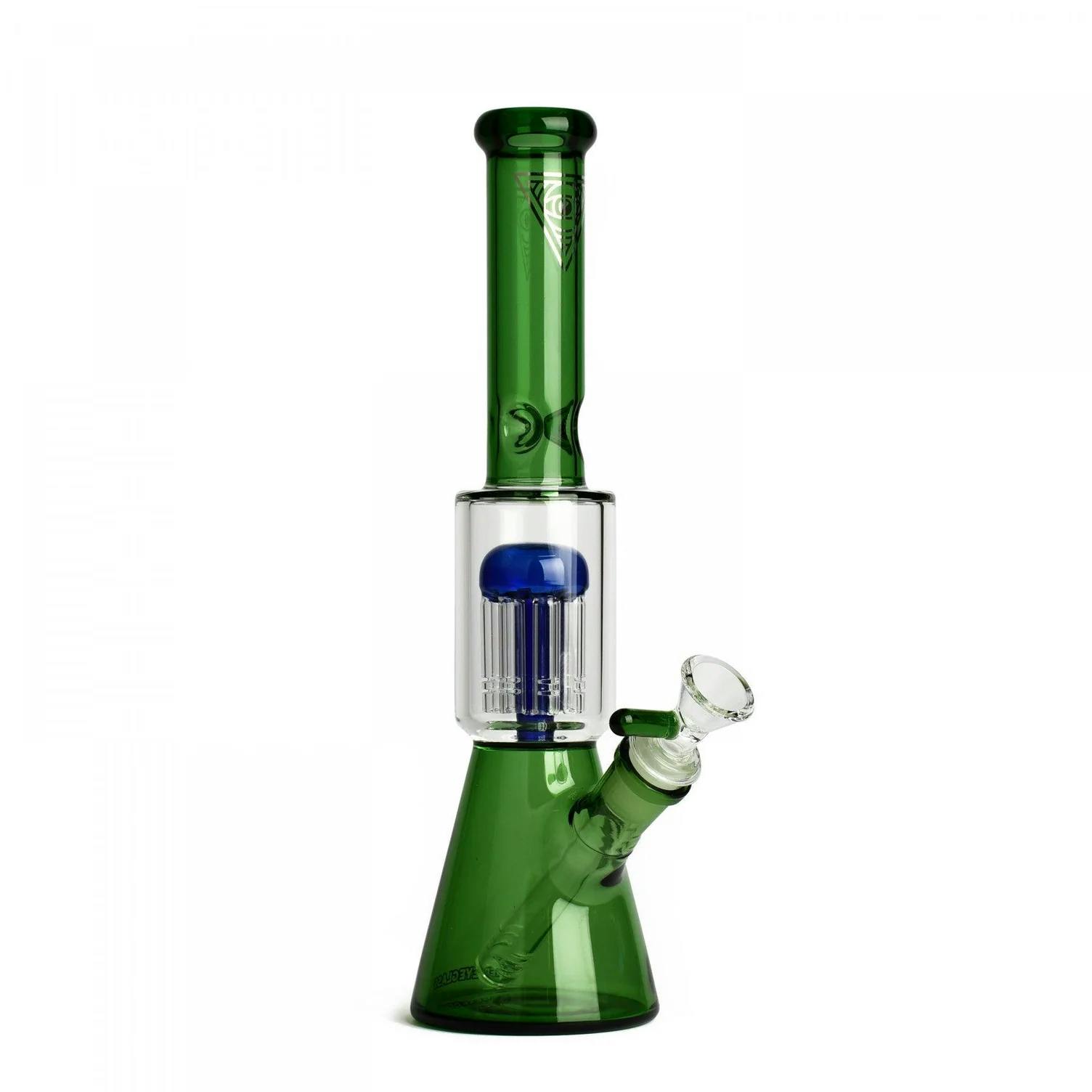 11" Red Eye Glass Dual Chamber Bong - Green