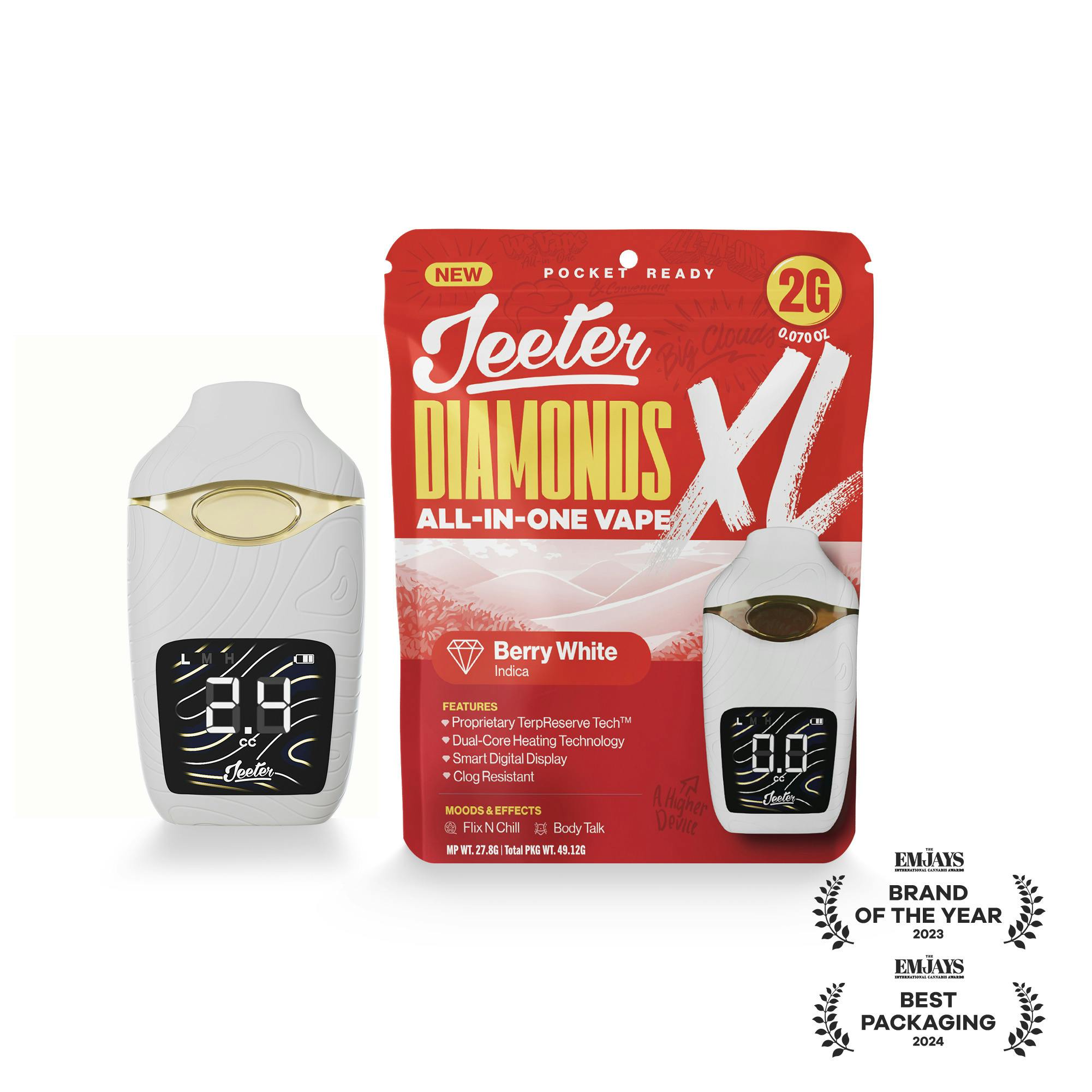 Jeeter Liquid Diamonds Disposable Vape 2g Berry White